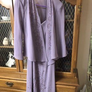 R & M Beaded Mauve Jacket Dress MOB Size 10
